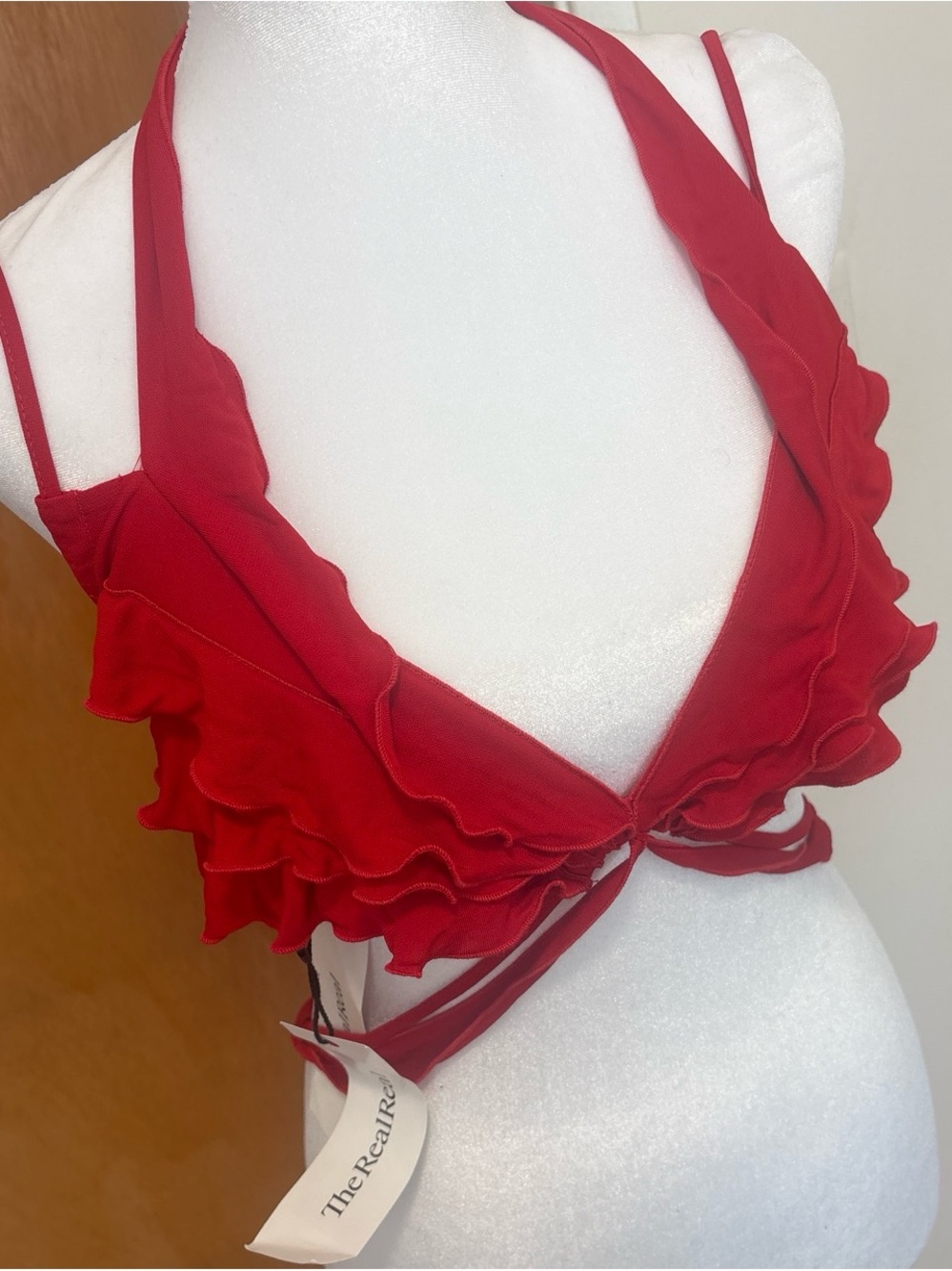 Blumarine Red Halterneck Crop Top